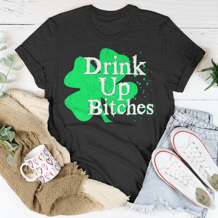 Drink Up Bitches St Patricks Day Clover Tshirt Unisex T-Shirt Unique Gifts