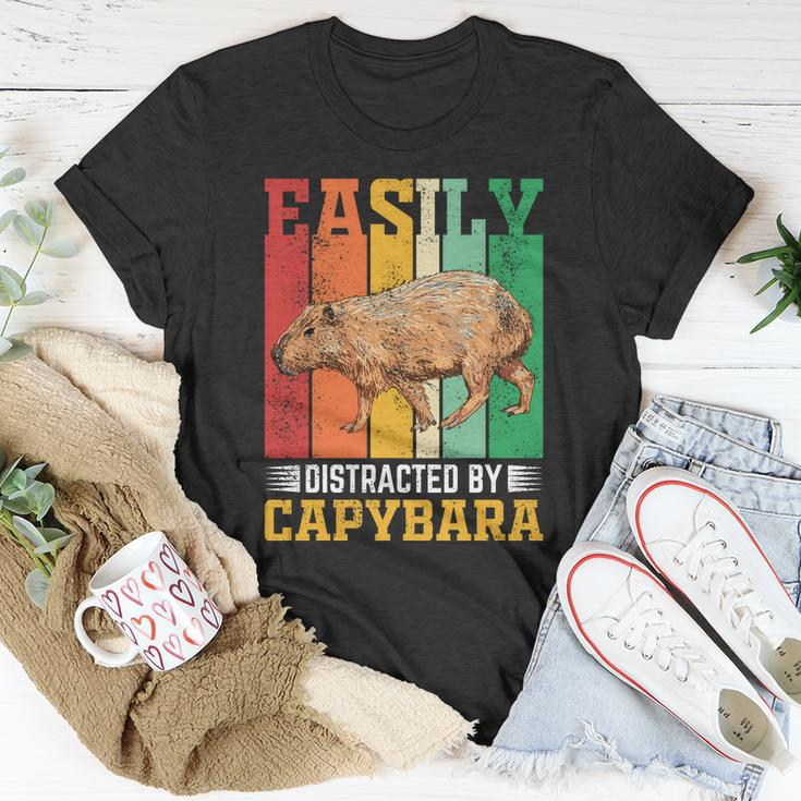 Easily Distracted By Capybara Animal Lover Rodent Gift Unisex T-Shirt Unique Gifts
