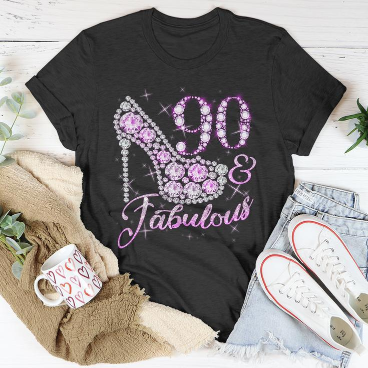 Fabulous & 90 Sparkly Shiny Heel 90Th Birthday Tshirt Unisex T-Shirt Unique Gifts