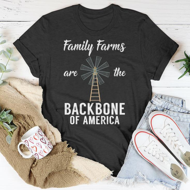 Family Farms Are The Backbone Of America Farm Lover Farming Unisex T-Shirt Unique Gifts