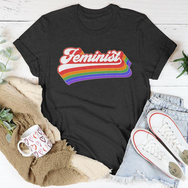 Feminist Retro 70S Feminism Funny Gift Vintage Rainbow Unisex T-Shirt Unique Gifts