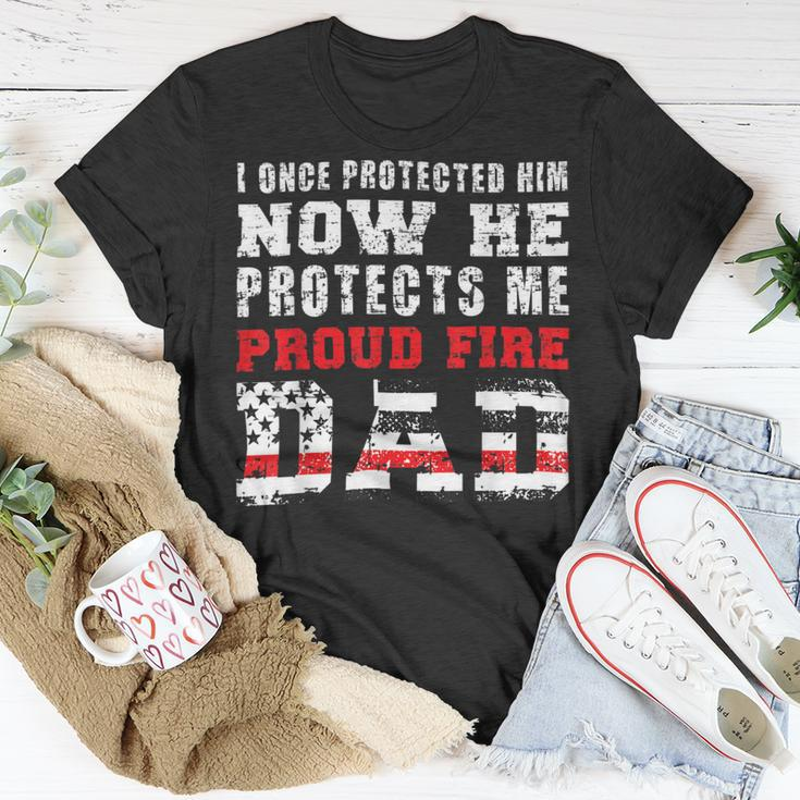Firefighter Proud Fire Dad Fireman Father Of A Firefighter Dad Unisex T-Shirt Funny Gifts
