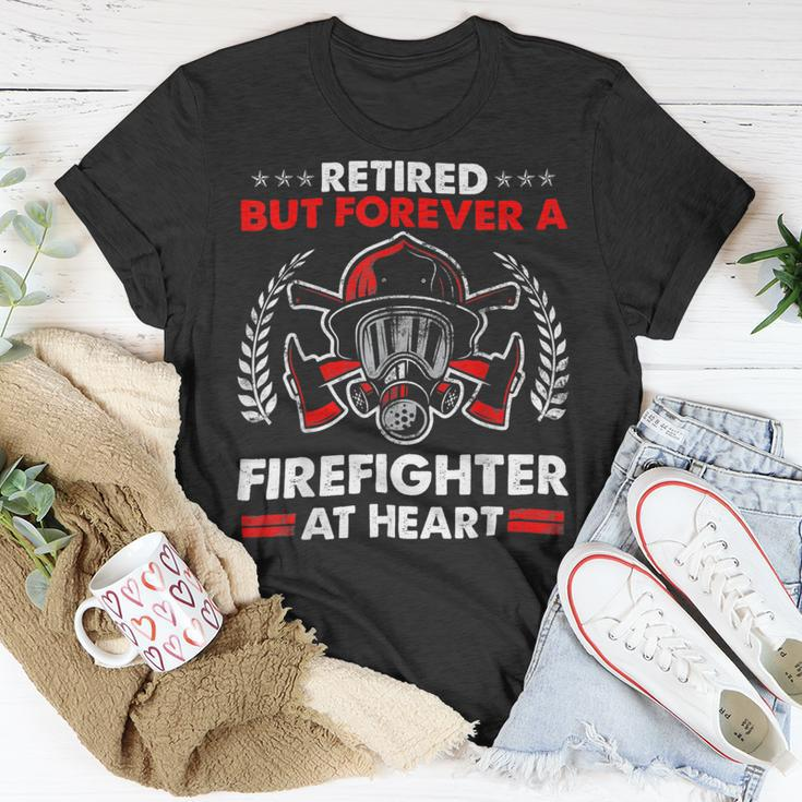 Firefighter Retired But Forever Firefighter At Heart Retirement V2 Unisex T-Shirt Funny Gifts
