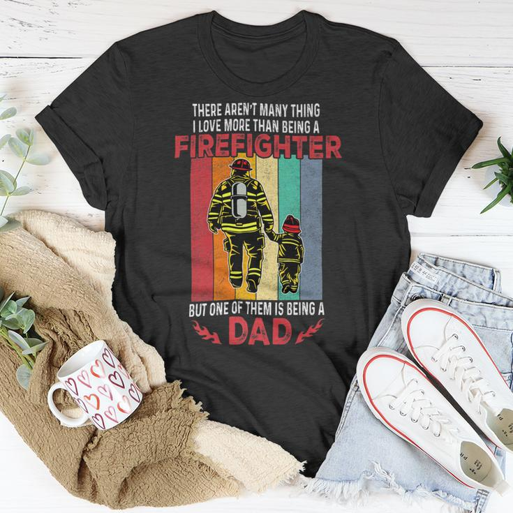 Firefighter Retro Vintage Father And Son Firefighter Dad Fathers Day Unisex T-Shirt Funny Gifts