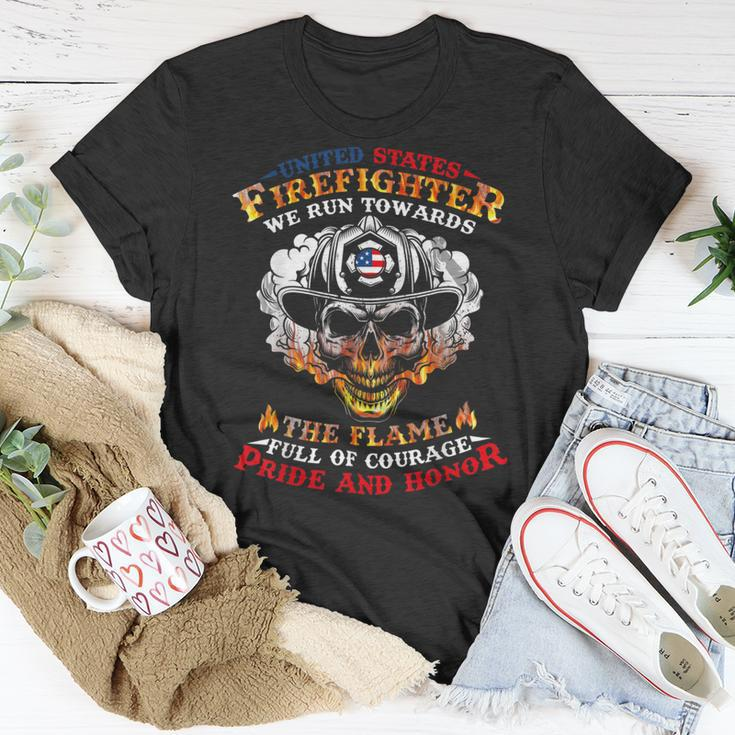 Firefighter United States Firefighter We Run Towards The Flames Firemen_ V2 Unisex T-Shirt Funny Gifts