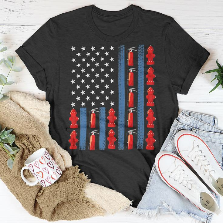 Firefighter Us American Flag Firefighter 4Th Of July Patriotic Man Woman_ Unisex T-Shirt Funny Gifts
