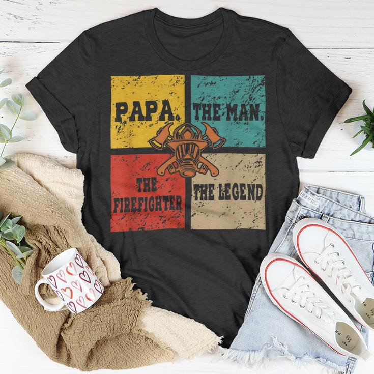 Firefighter Vintage Retro Papa Funny Man The Firefighter The Legend V3 Unisex T-Shirt Funny Gifts