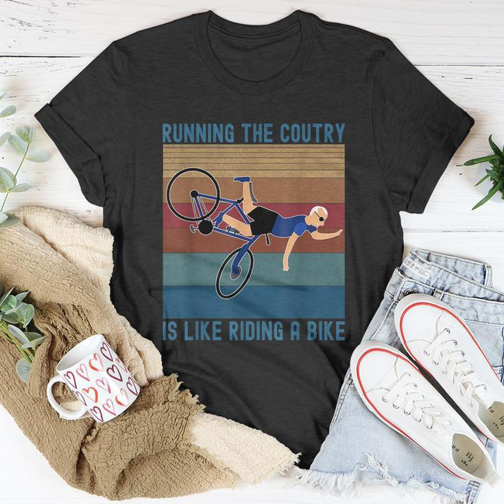 Funny Biden Falls Off Bike Running The Country Like Riding A Bike V3 Unisex T-Shirt Unique Gifts