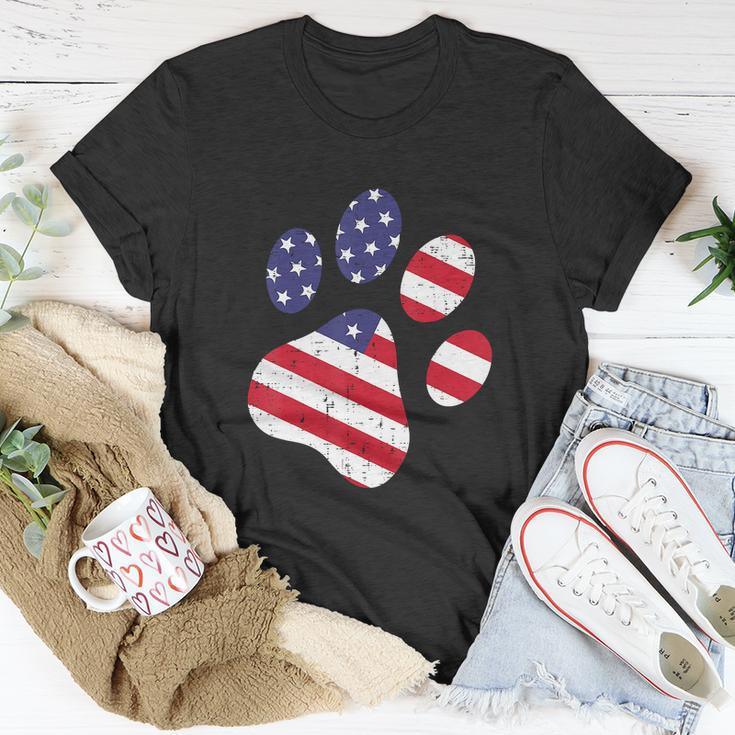Funny Dog Paw American Flag Cute 4Th Of July Unisex T-Shirt Unique Gifts
