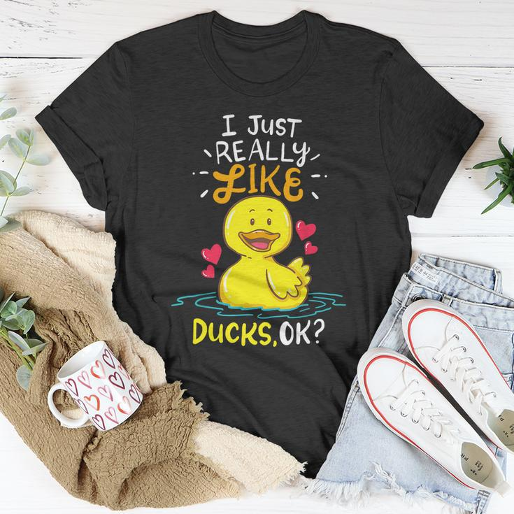 Funny Duck Ducks Rubber Gift Unisex T-Shirt Unique Gifts