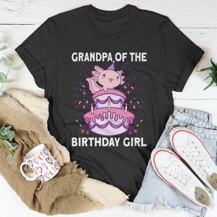 Funny Grandpa Of The Birthday Axolotl Bday Unisex T-Shirt Unique Gifts