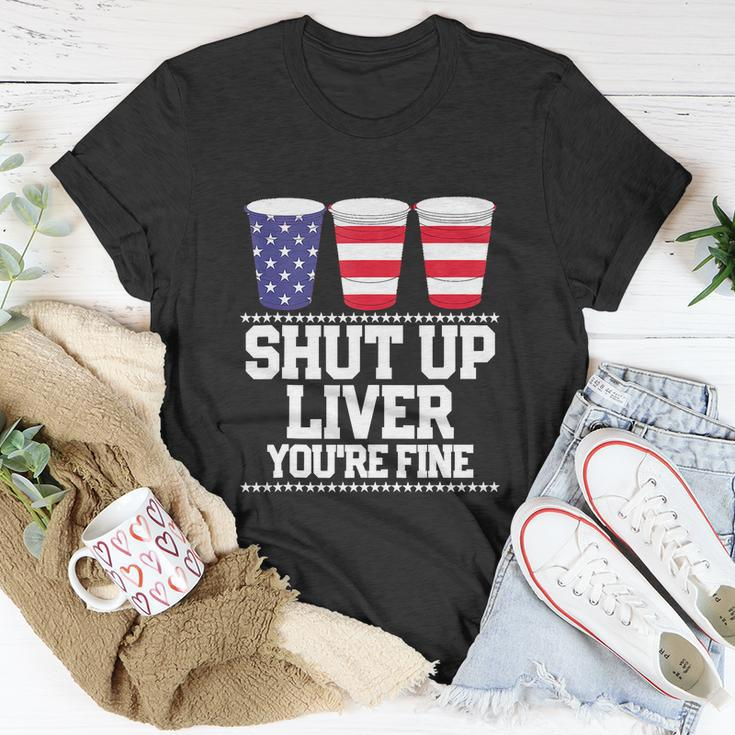 Funny July 4Th Beer Cups American Flag Unisex T-Shirt Unique Gifts