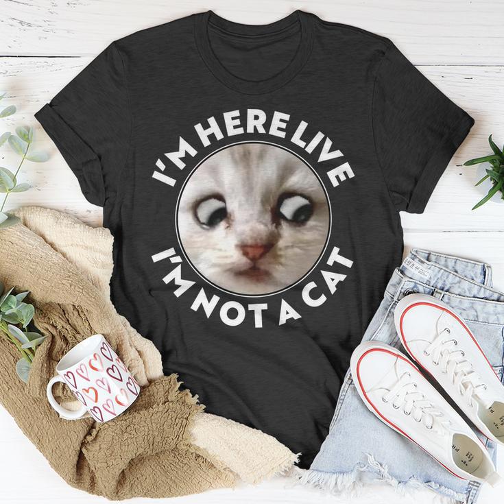 Funny Zoom Lawyer Cat Meme Im Here Live Im Not A Cat Tshirt Unisex T-Shirt Unique Gifts