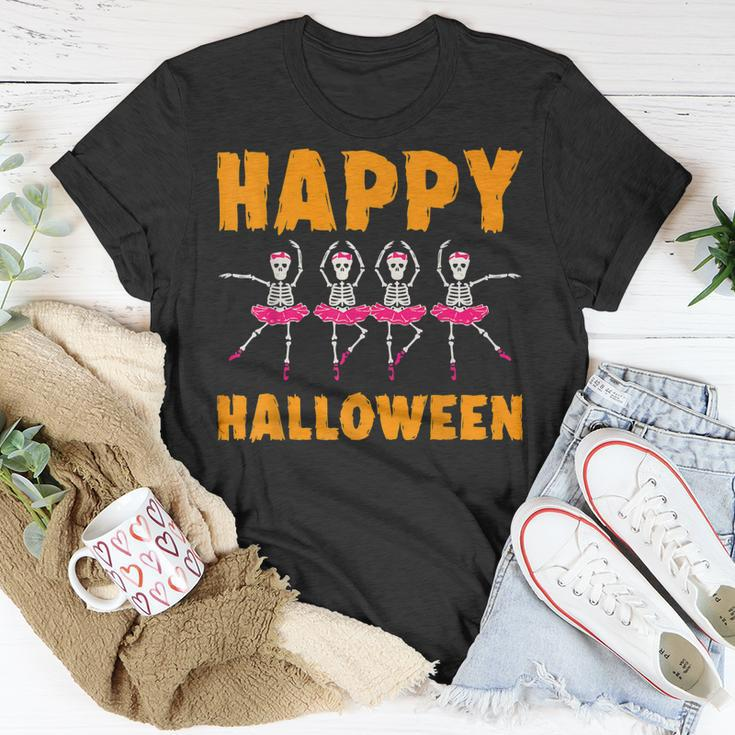 Happy Halloween Lazy Costume Dancing Skeleton Ballerina Unisex T-Shirt Funny Gifts