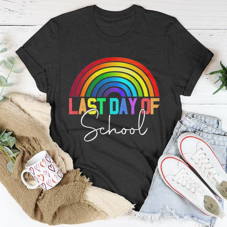 Happy Last Day Of School Teacher Student Graduation Rainbow Gift Unisex T-Shirt Unique Gifts