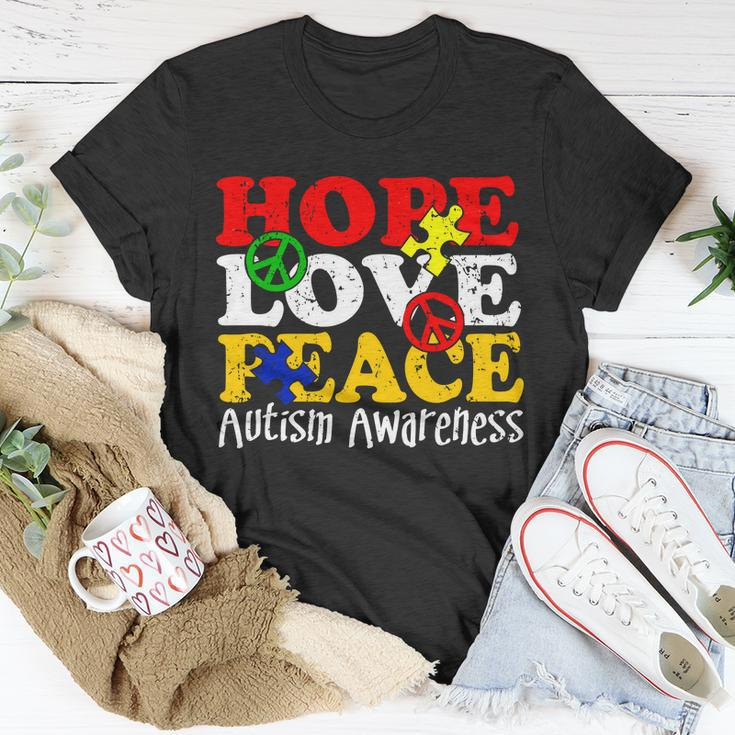 Hope Love Peace Autism Unisex T-Shirt Unique Gifts