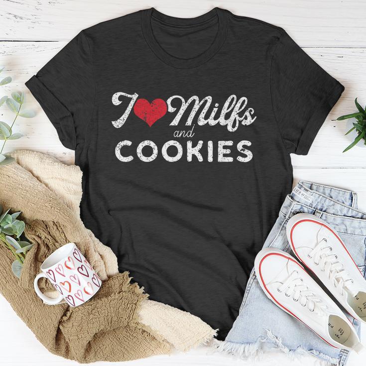 I Love Milfs And Cookies Gift Funny Cougar Lover Joke Gift Tshirt Unisex T-Shirt Unique Gifts