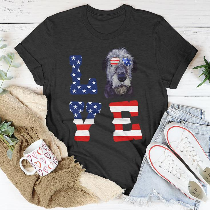 Irish Wolfhound Love Dog American Flag 4Th Of July Usa Funny Gift Unisex T-Shirt Unique Gifts