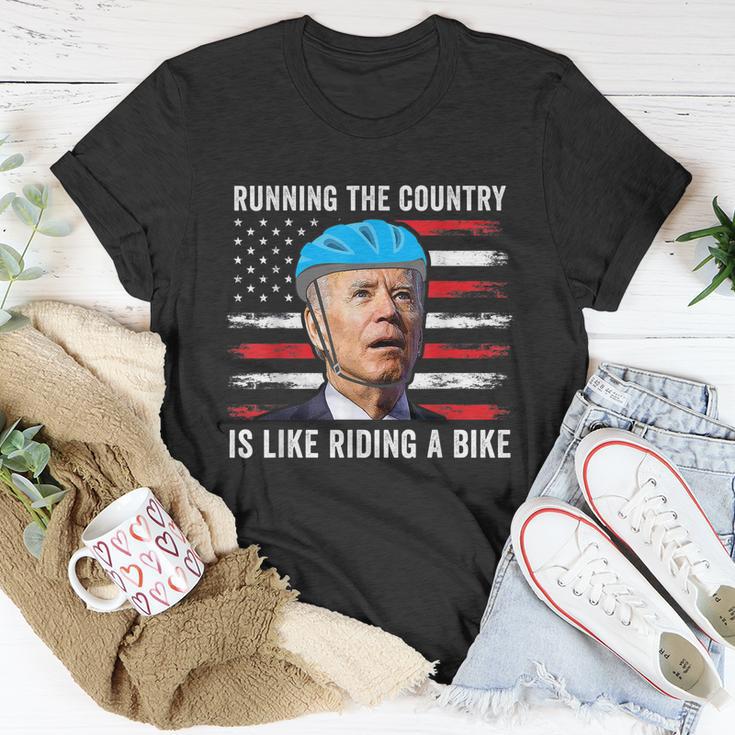 Joe Biden Falling Off His Bicycle Funny Biden Falls Off Bike V3 Unisex T-Shirt Unique Gifts