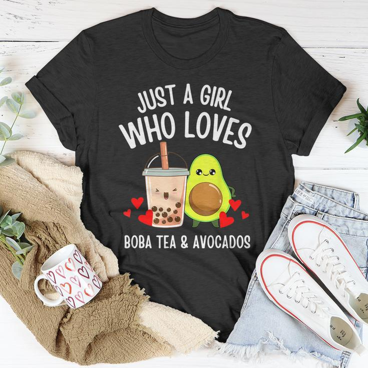 Just A Girl Who Loves Boba Tea & Avocados Cute Kawaii Teen Tshirt Unisex T-Shirt Unique Gifts