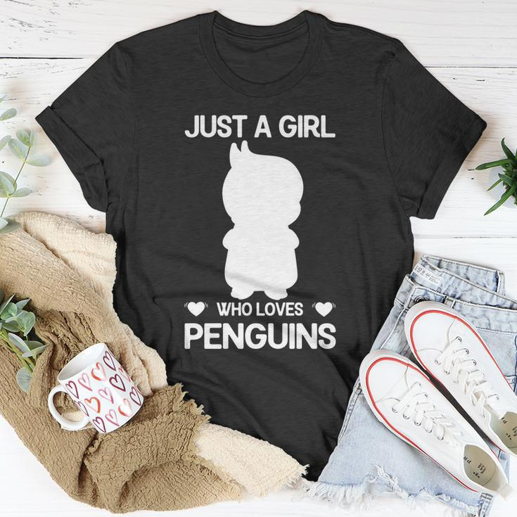 Just A Girl Who Loves Penguins Gentoo Adelie Penguin Lovers Funny Gift Unisex T-Shirt Unique Gifts