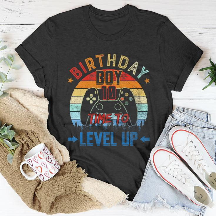 Kids 10Th Birthday Boy Time To Level Up 10 Years Old Boys Gift Unisex T-Shirt Unique Gifts