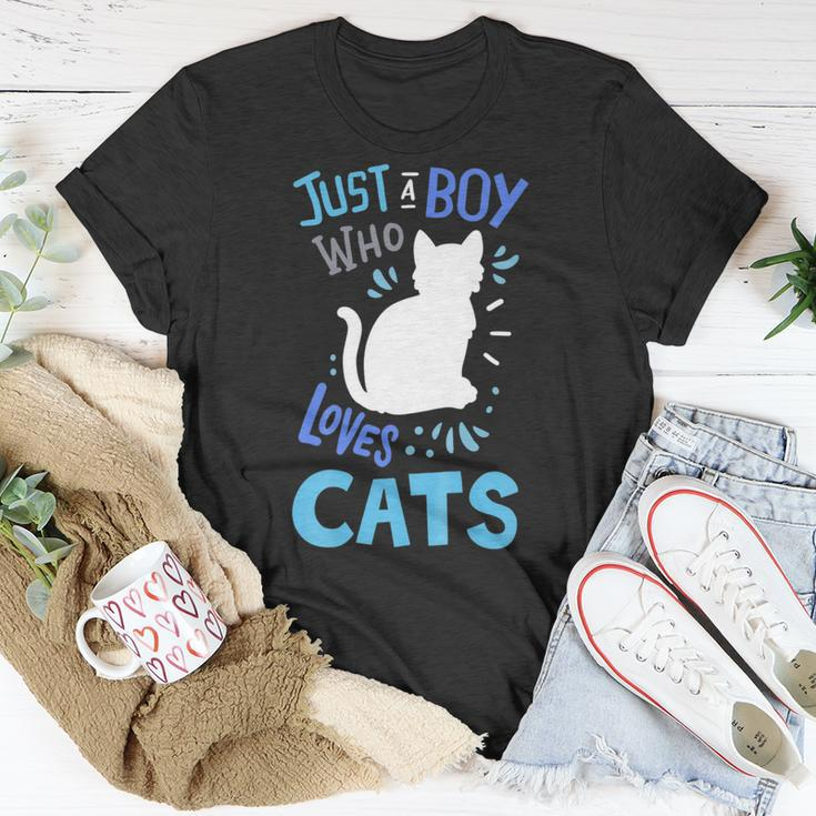 Kids Cat Just A Boy Who Loves Cats Gift For Cat Lovers Unisex T-Shirt Funny Gifts