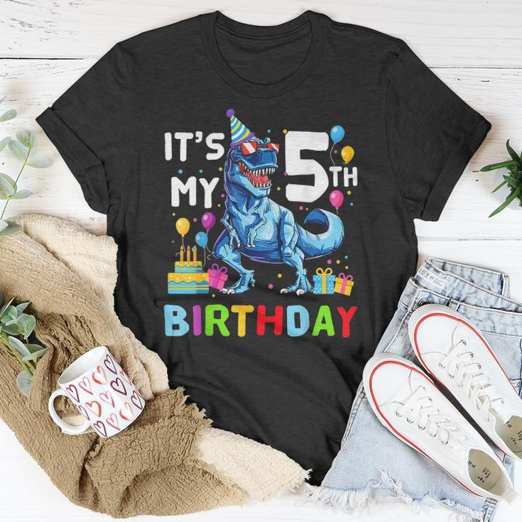 Kids It&8217S My 5Th Birthday Happy 5 Years Dinosaurrex Unisex T-Shirt Unique Gifts