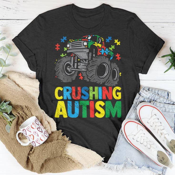 Kids Monster Truck Crushing Austim Autism Awareness Unisex T-Shirt Funny Gifts