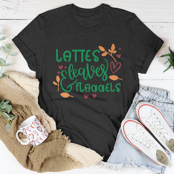 Lattes Leaves Flannels Thanksgiving Quote V2 Unisex T-Shirt Unique Gifts