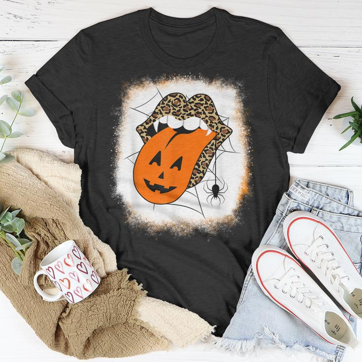 Leopard Lips Halloween Lips Vampire Mouth Pumpkin Tongue Unisex T-Shirt Funny Gifts