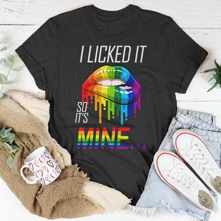 Lgbt I Licked It So Its Mine Gay Pride Lips Tshirt Unisex T-Shirt Unique Gifts