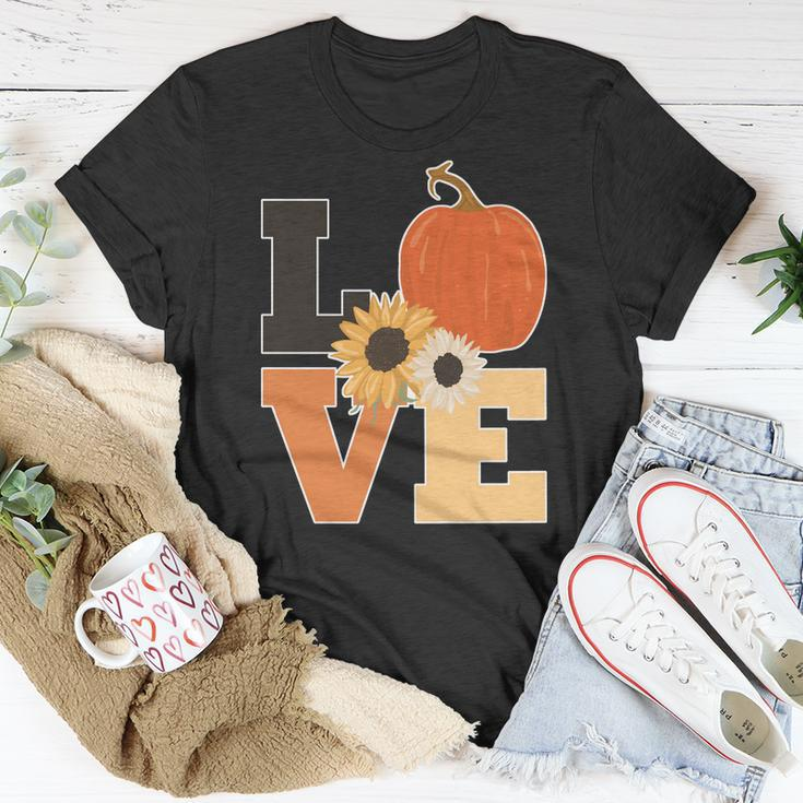 Love Autumn Floral Pumpkin Fall Season T-Shirt Personalized Gifts