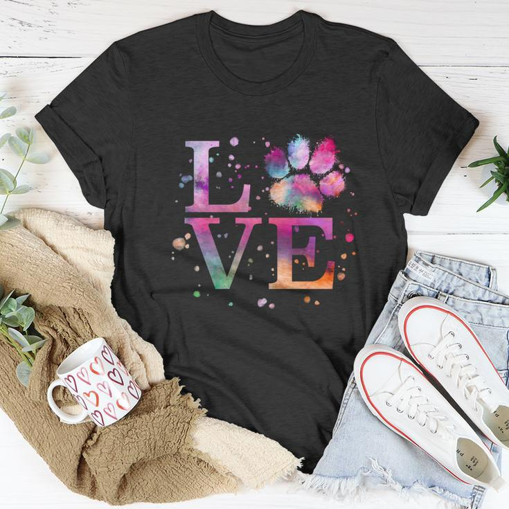 Love Dog Paw Print Colorful National Animal Shelter Week Gift Unisex T-Shirt Unique Gifts