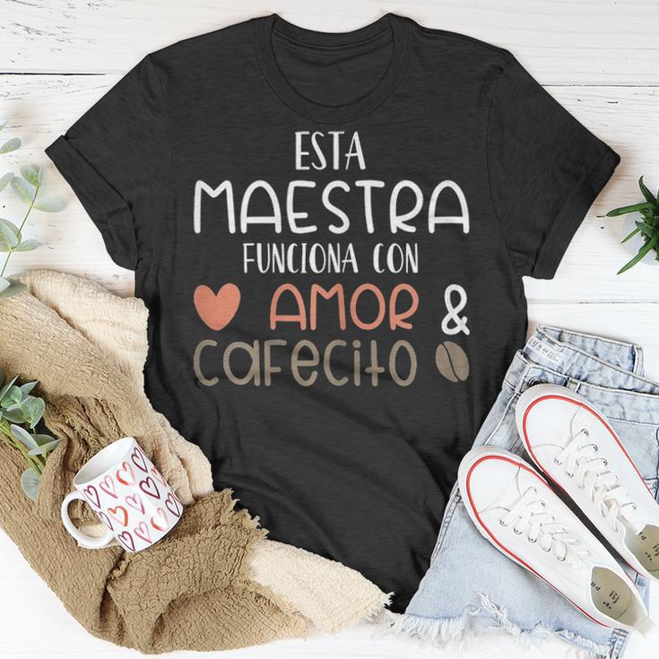 Maestra Amor Cafecito Bilingual Spanish Teacher T-shirt Personalized Gifts Maestra Amor Cafecito Bilingual Spanish Teacher T-shirt Personalized Gifts