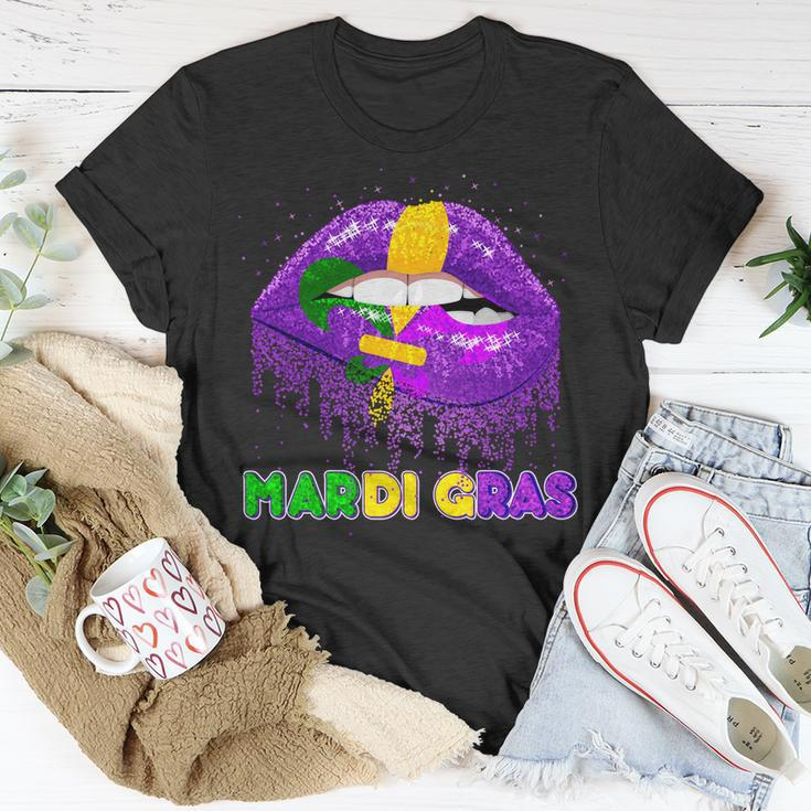 Mardi Gras Sparkle Lips Unisex T-Shirt Unique Gifts