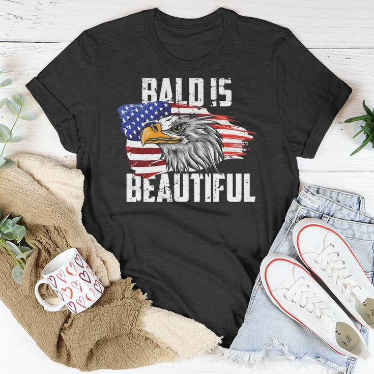 Mens Bald Is Beautiful July 4Th Eagle Patriotic American Vintage Unisex T-Shirt Unique Gifts