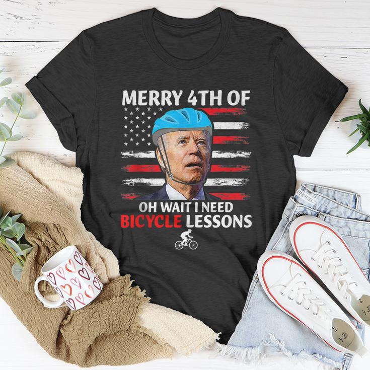 Merry 4Th Of July Biden Bike Bicycle Falls Off Anti Biden V4 Unisex T-Shirt Unique Gifts