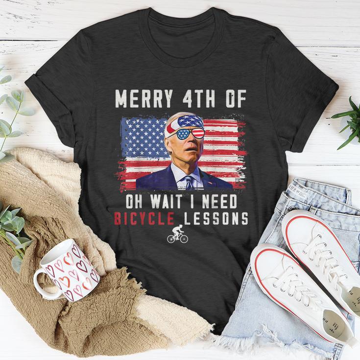 Merry 4Th Of July Biden Bike Bicycle Falls Off Anti Biden V8 Unisex T-Shirt Unique Gifts