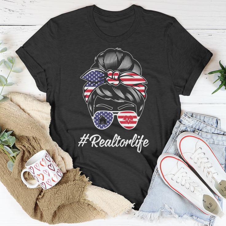 Messy Bun Realtor Life 4Th Of July Plus Size Shirt For Mom Girl Unisex T-Shirt Unique Gifts