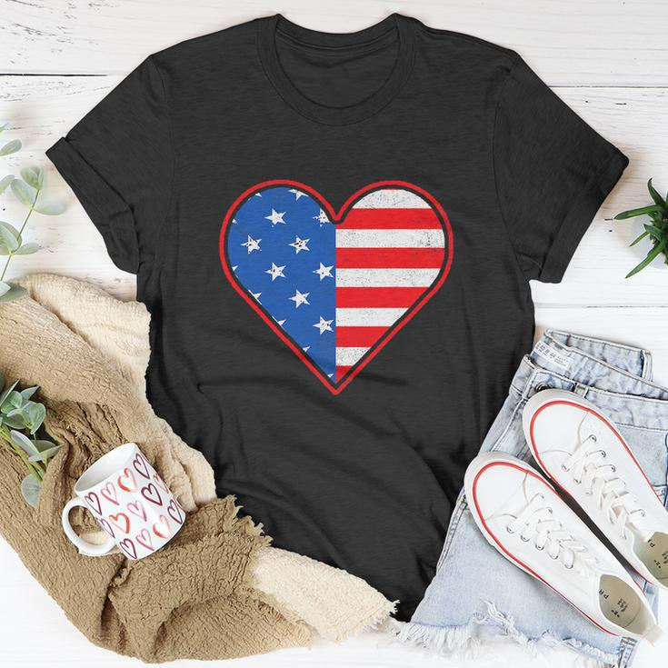 Patriotic American Flag Heart For 4Th Of July Girl Unisex T-Shirt Unique Gifts