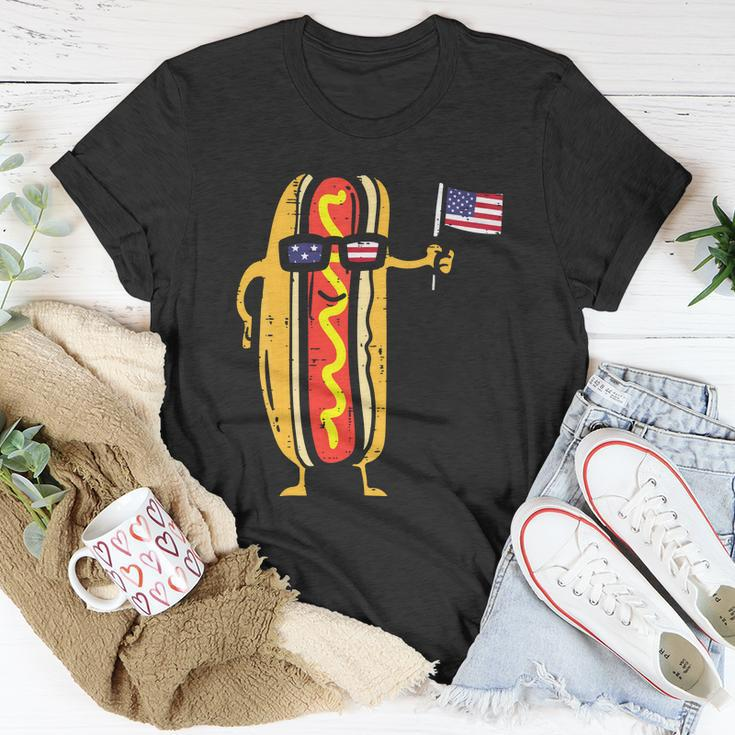 Patriotic Hot Dog American Flag Usa Funny 4Th Of July Fourth Unisex T-Shirt Unique Gifts