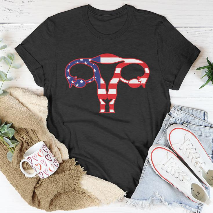 Patriotic Uterus American Flag Womens Rights 1973 Pro Roe Unisex T-Shirt Unique Gifts