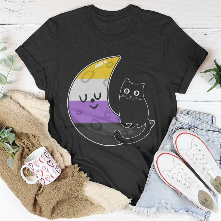 Pride Month Nonbinary Moon Space Cat Lgbt Unisex T-Shirt Unique Gifts