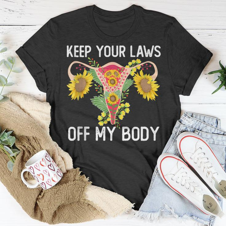 Pro Choice Keep Your Laws Off My Body Funny Sunflower Unisex T-Shirt Funny Gifts