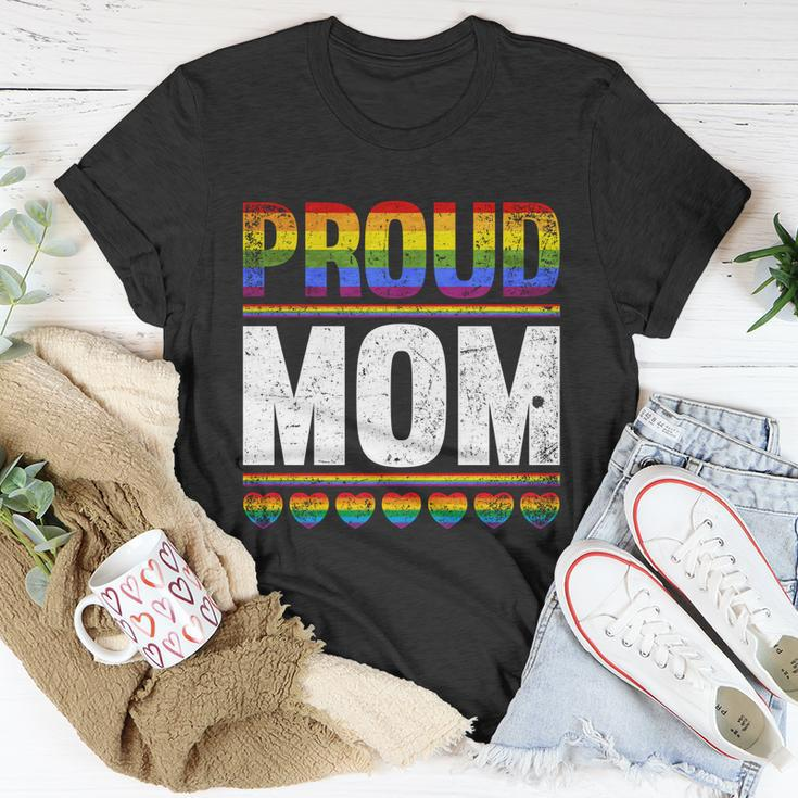 Proud Lesbian Mom Queer Mothers Day Gift Rainbow Flag Lgbt Gift Unisex T-Shirt Unique Gifts