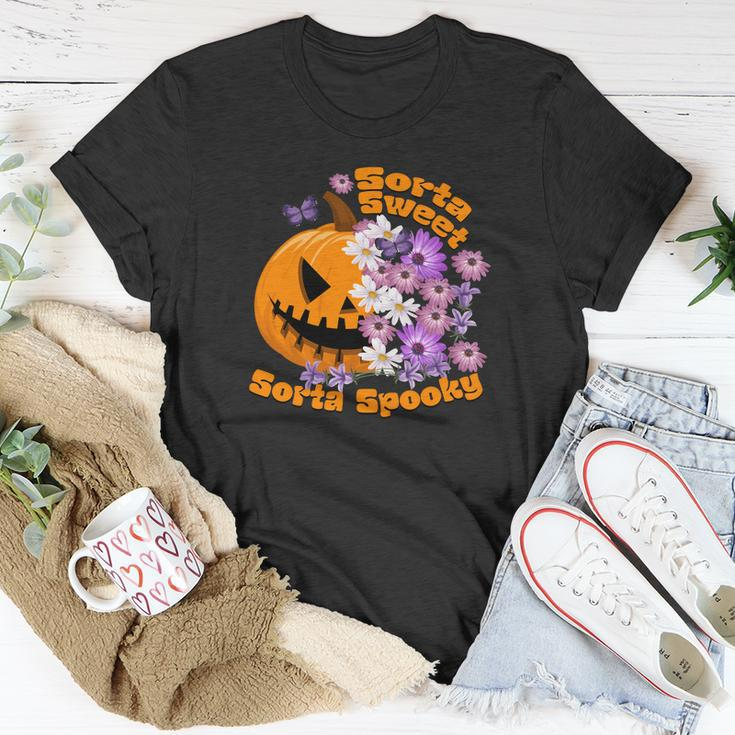 Pumpkin Daisy Sorta Sweet Sorta Spooky Halloween Unisex T-Shirt Funny Gifts