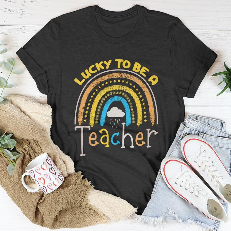 Rainbow Lucky To Be A Teacher Back To School T-shirt Personalized Gifts