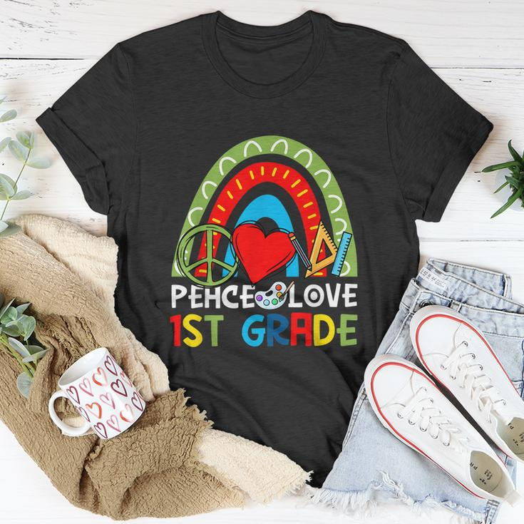 Rainbow Peace Love 1St Grade Back To School Boho Unisex T-Shirt Unique Gifts