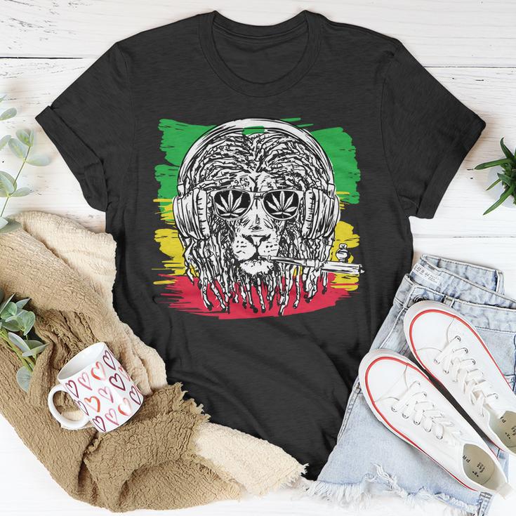 Rasta Lion With Glasses Smoking A Joint Unisex T-Shirt Unique Gifts